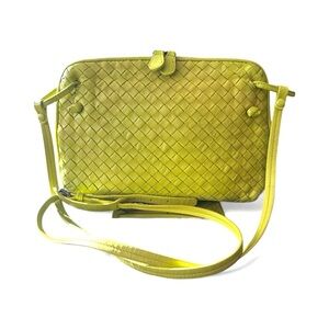 Bottega Venetta Nodini Yellow Intercciato Leather Crossbody